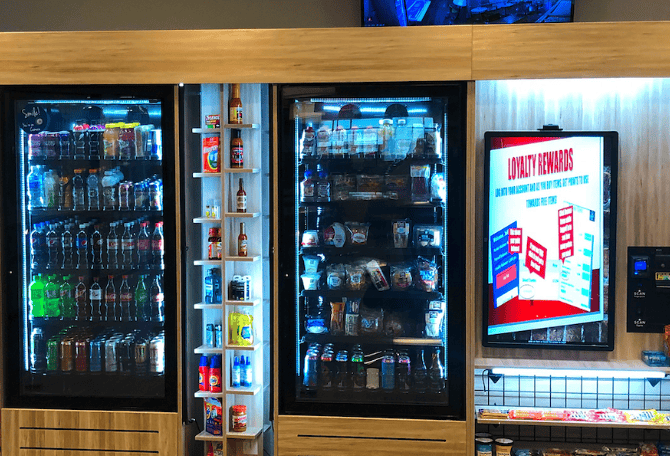 Row of vending machines powered by cellular connectivity